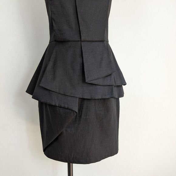 Cache Strapless Mini Dress Black 10 Cocktail Date Evening Y2K Peplum Retro Hoco - Picture 3 of 10